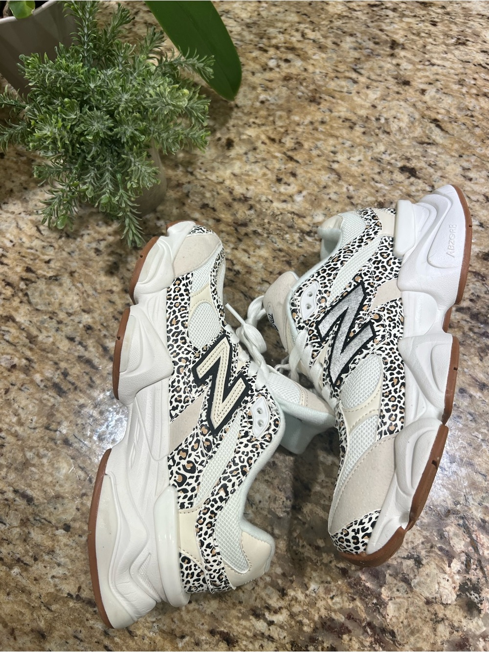 🔥Viral🐆 New Balance 9060 White and Black Leopard-Print Chunky Sneakers - Picture 6 of 13